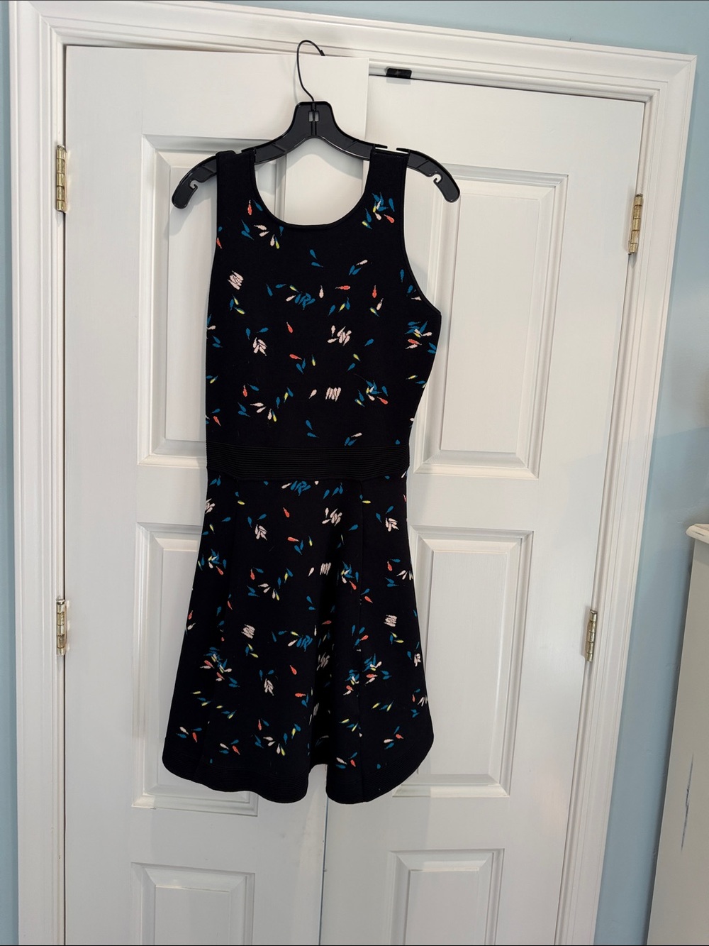 Opening Ceremony Black Midi Dress with Multicolor Petal Print